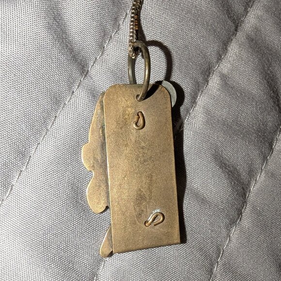 Artisan Brass Fish Pendant Necklace 925 Sterling Silver Italy Chain 5504 - Picture 3 of 7